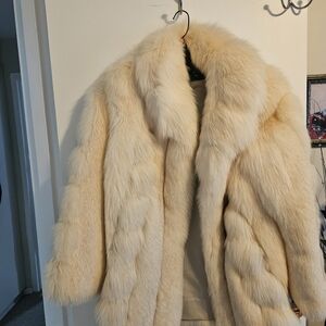 Luxury Cream Fox Fur Coat for Women